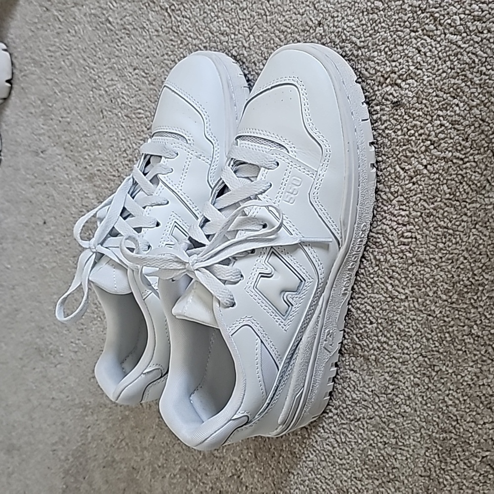 New Balance 550. White. Youth 6, Women's 7.5.